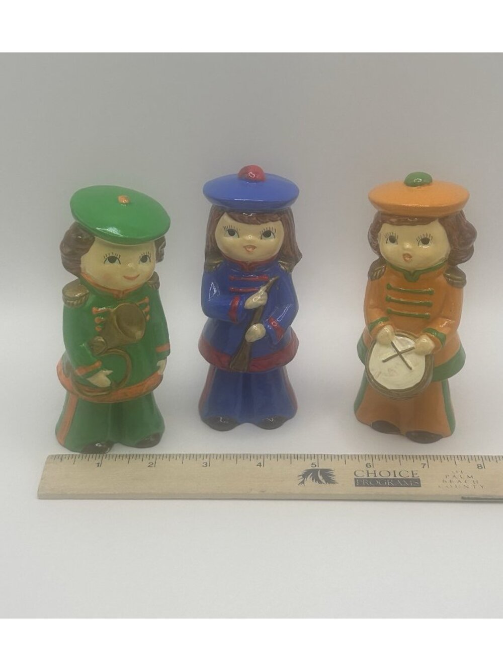 3 Mid Century Paper Mache Plaster Band Figurines Marching Christmas Japan Vntg - Picture 6 of 16